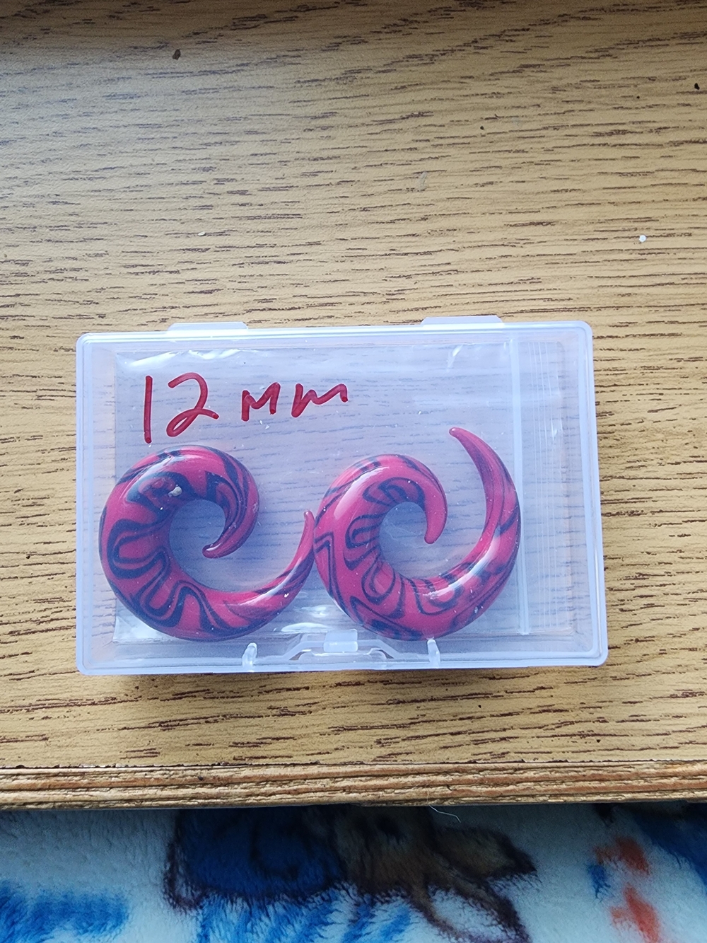 Red Swirl Spiral Ear Tapers Earrings - 12mm